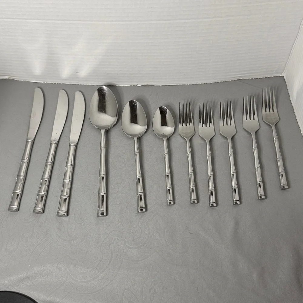 Reed & Barton Rebacraft Regal Bamboo Stainless Flatware 11 Pieces Japan